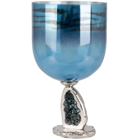 Portavelas  Cristal / Aluminio Nickel 26X26X48 Cm