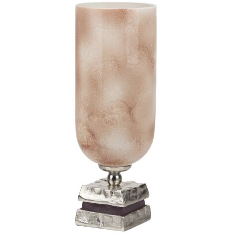 Portavelas Cristal Aluminio Rosa Nickel16X16X42Cm