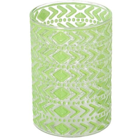 Portavelas cristal verde redondo 1p cmø11,5h16,5