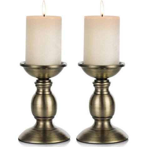 Portavelas de 2 piezas para velas de 80 mm, portavelas de hierro en forma de columna, portavelas decorativo para bodas, fiestas y cumpleaños, accesorios para cenas románticas a la luz de las velas