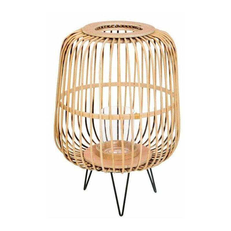 

Portavelas de bambú y acero 25x36cm