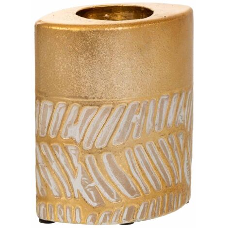 Portavelas de cerámica dorado 10,5x6,5x12,5