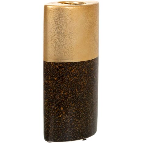 Portavelas de cerámica dorado 10,5x6,5x21