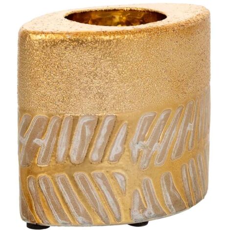 Portavelas de cerámica dorado 10,5x6,5x8