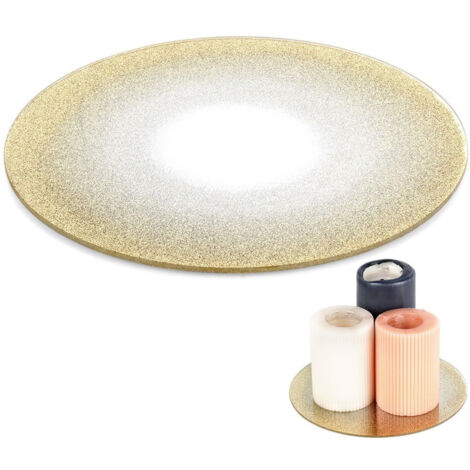 Portavelas de cristal con purpurina y efecto espejo, 20 cm.