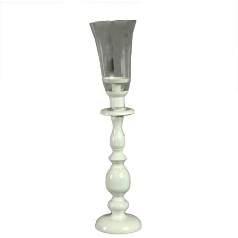 Portavelas de hierro blanco cm12x12h53