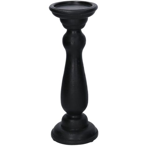 Portavelas de madera negra cm10h30