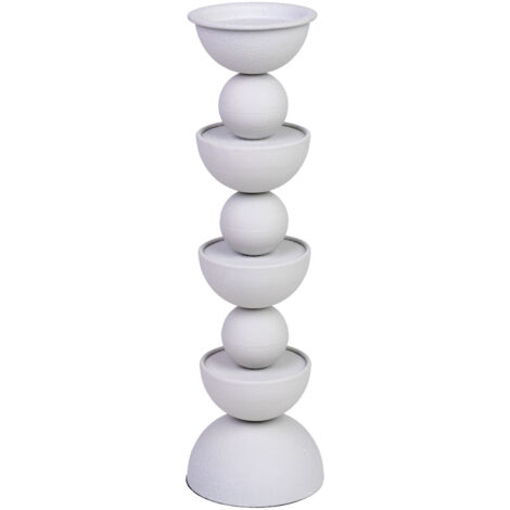 Portavelas de metal blanco 12.5x12.5x43h cm