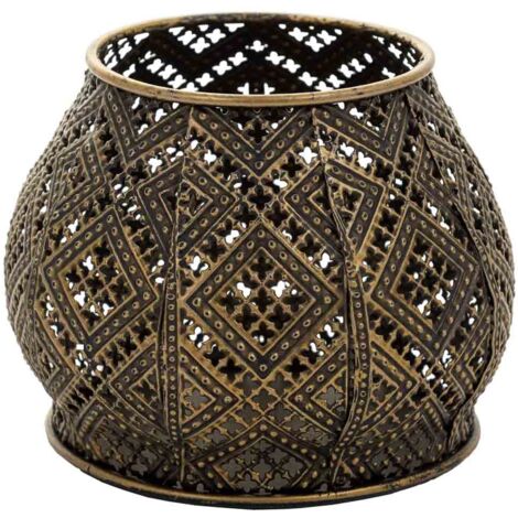 Portavelas de metal dorado 14x14x10.5