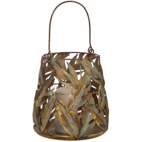 Portavelas de metal dorado 17.5x17.5x19