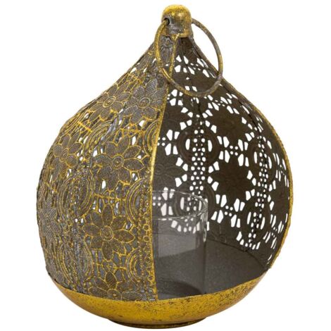 Portavelas de metal dorado 18.5x17x23.5