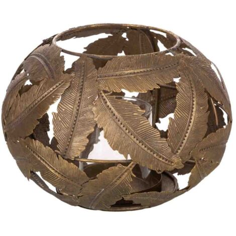 Portavelas de metal dorado 21x21x14