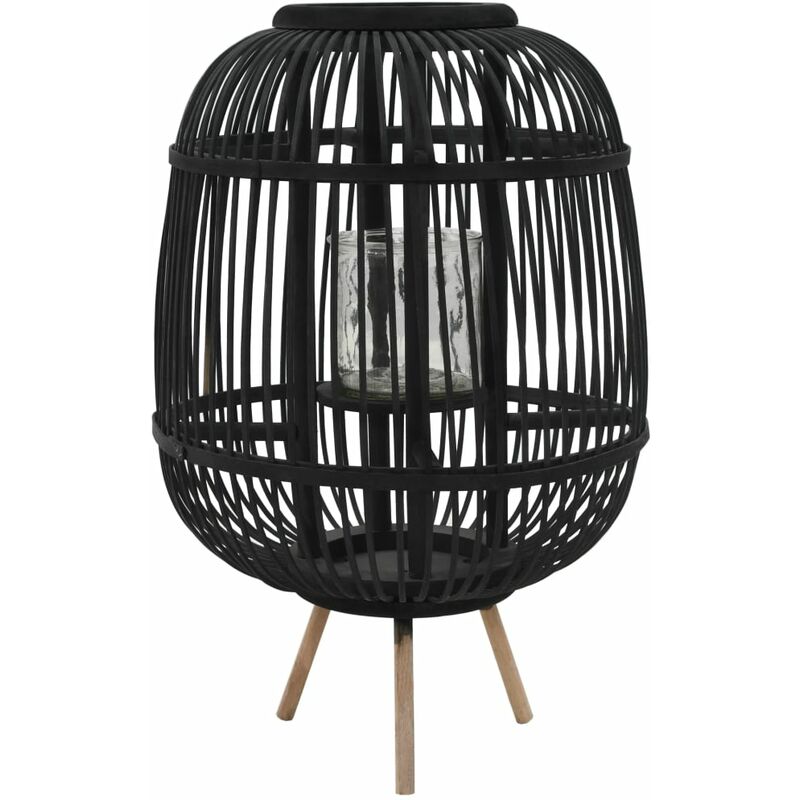 

Portavelas de pie bambú negro
