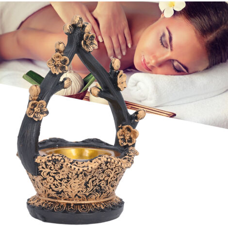 Portavelas decorativo de resina con estampado floral, porta incienso, soporte para fumar para el hogar, la oficina o la meditación, 205 g (7,23 oz), juego de 2