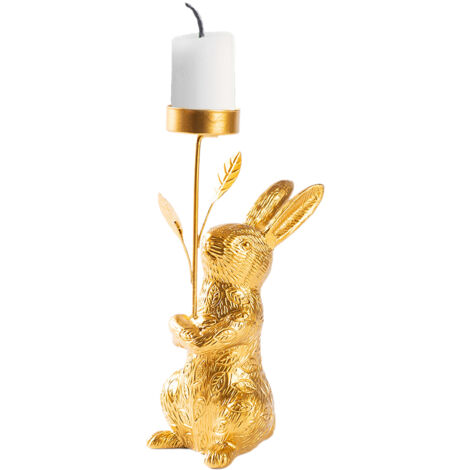 Portavelas decorativo de resina – Portavelas con forma de conejo y brazo para salas de estar y comedores.