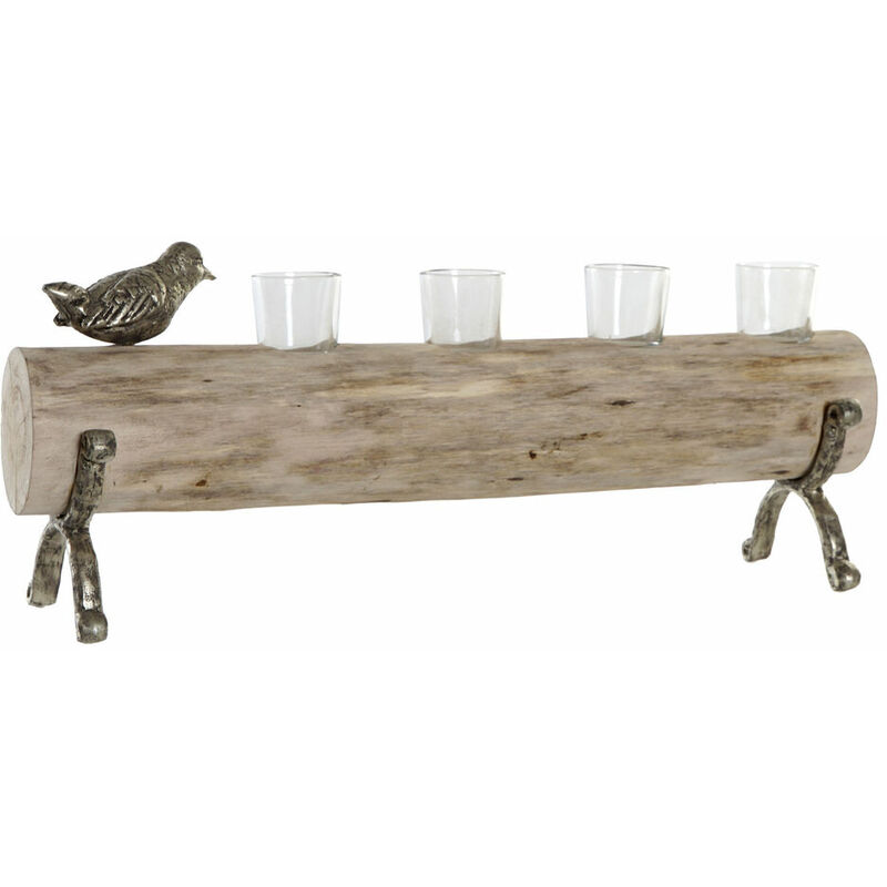 

Portavelas DKD Home Decor Aluminio Madera de mango Pájaro (58 x 15 x 25 cm)