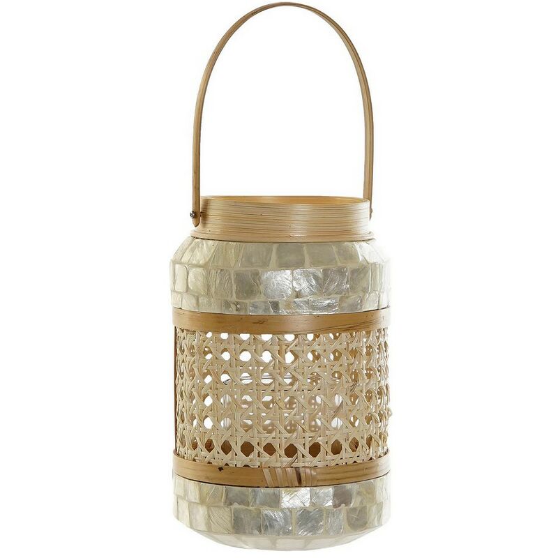 

Portavelas DKD Home Decor Bambú Cristal Nácar (15 x 15 x 23 cm)