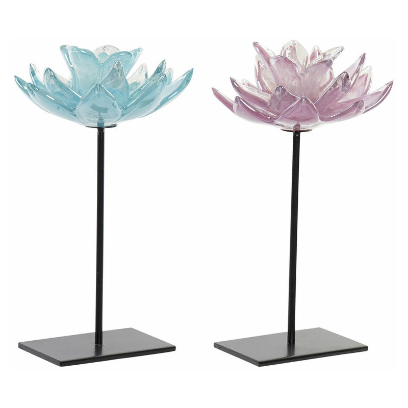 

Portavelas DKD Home Decor Cristal Flor (16 x 16 x 29 cm) (2 pcs)