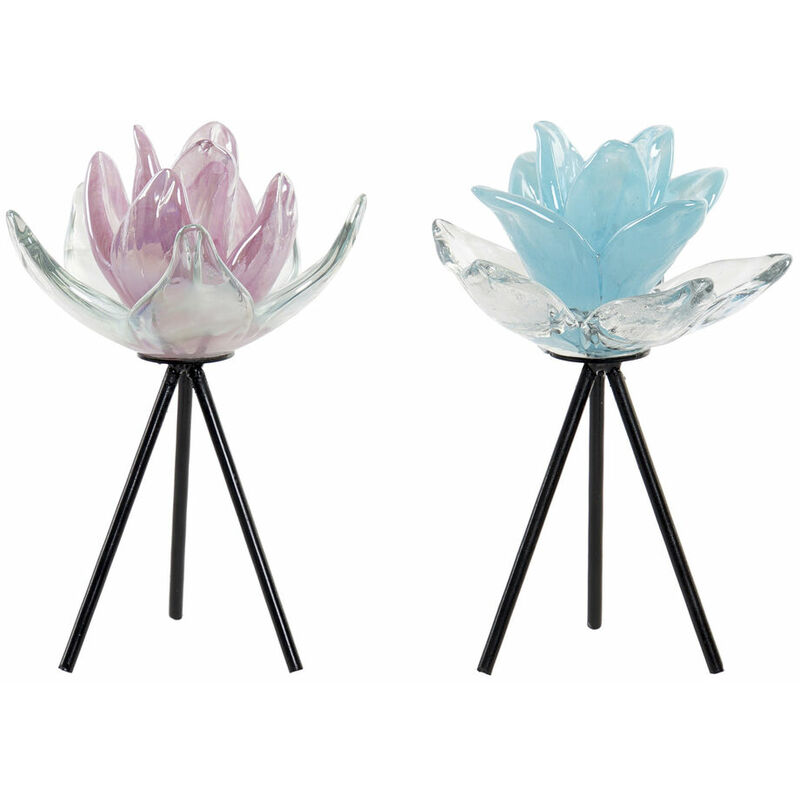 

Portavelas DKD Home Decor Metal Cristal Flor (10 x 10 x 17 cm) (2 pcs)
