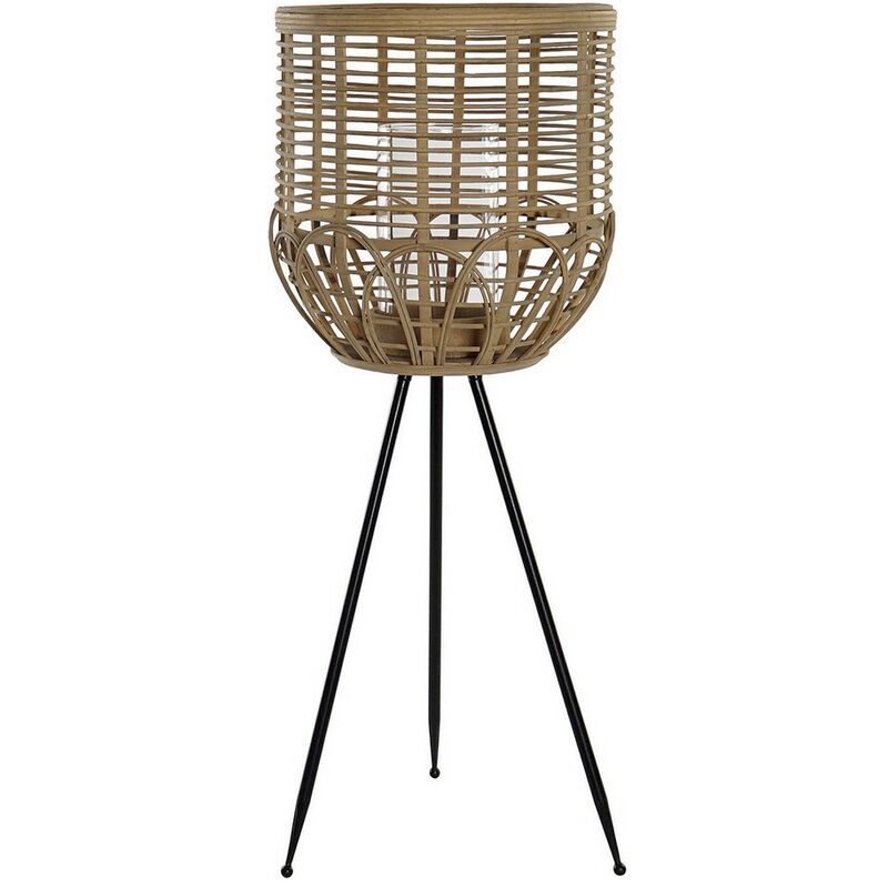 

Portavelas DKD Home Decor Marrón Negro Metal Cristal Ratán De pie (31 x 31 x 77 cm)