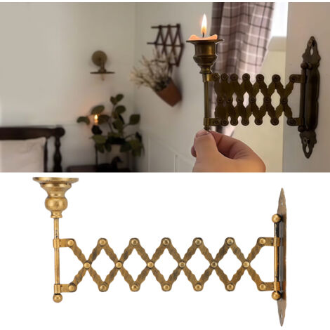 Portavelas extensible de pared para velas cónicas, de hierro antiguo de estilo vintage, ideal para la decoración del salón o como idea de regalo.