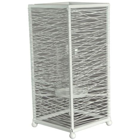 Portavelas grande de metal blanco cm14x14h31