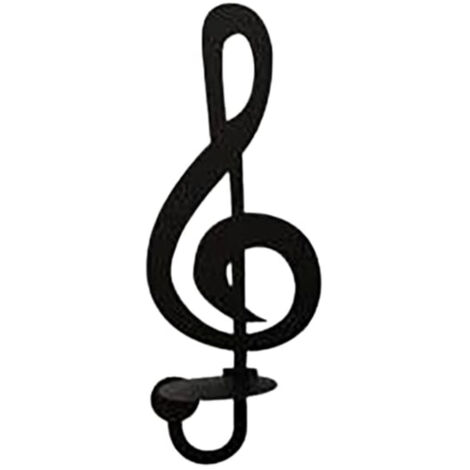 Portavelas musical de pared de hierro negro - Diseño moderno, juego de 4 piezas (26x7cm, 14x15cm, 26x10cm)