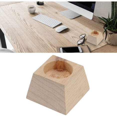 Portavelas retro de madera con forma trapezoidal para mesas de Navidad y bodas, nogal, 180 g, 7,5 x 4,4 x 4,8 cm, color natural, uso versátil.