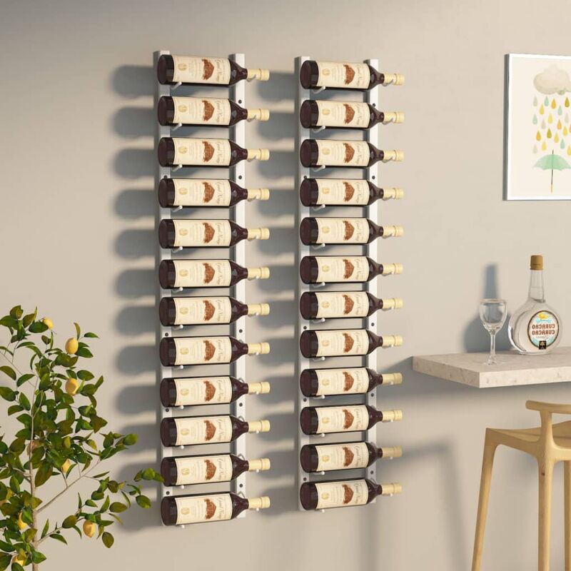 Image of Portavini da Parete set da 2 colonne per 12 Bottiglie vari colori colore : Bianco