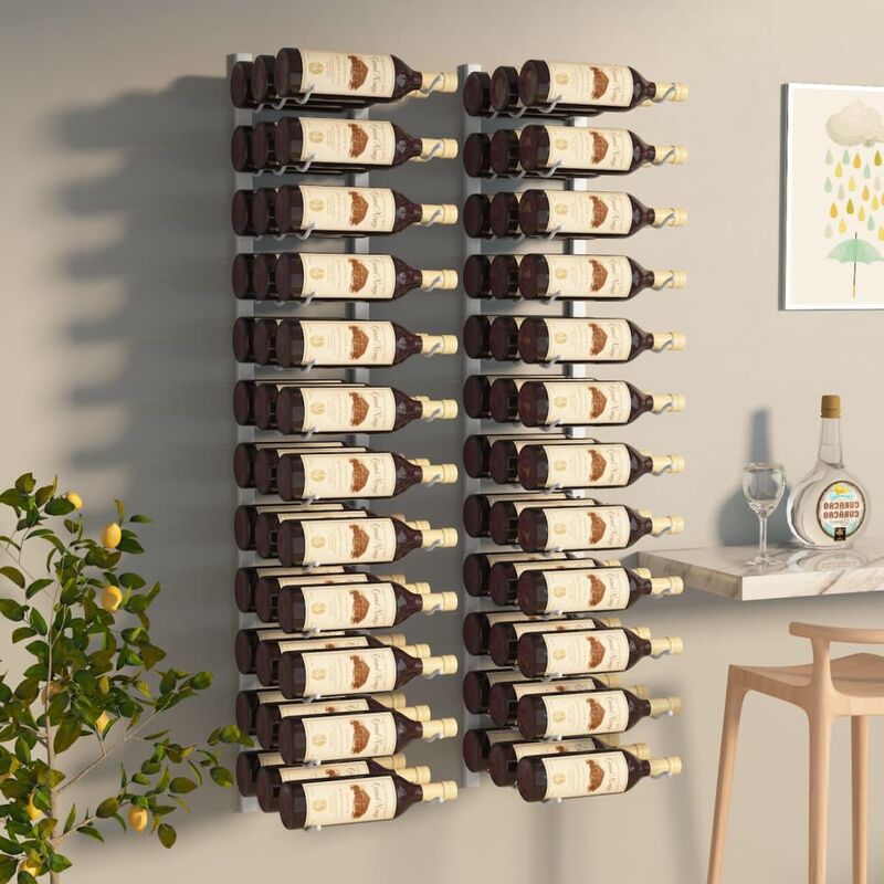 Image of Portavini da Parete set da 2 colonne per 36 Bottiglie vari colori colore : Bianco
