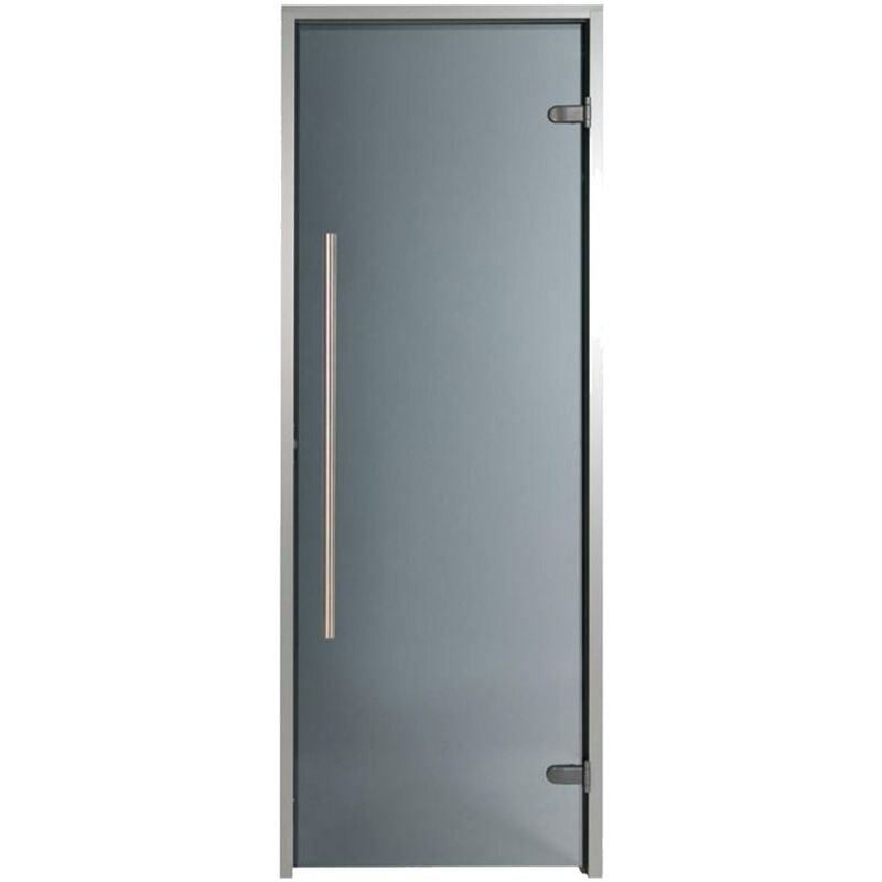 Porte 70 x 190 cm pour Hammam premium poignée verticale teinté gris
