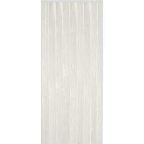 Porte accordéon pliante en PVC 214x82 cm – Poignée en plastique – Fermeture magnétique – Double panneau avec joints souples – Blanc veiné – King Home