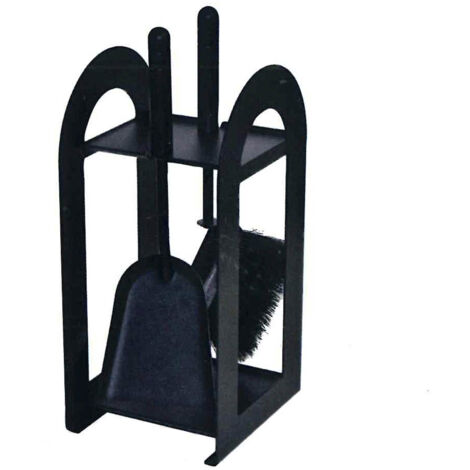 Porte actrezzi mini cheminée acier noir 2 accessoires h. 40 l. 17 x 18 cm.  Made in Italy