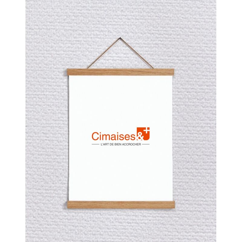 Porte affiche magnétique , bois de chêne - Suspension de poster en bois 22 cm