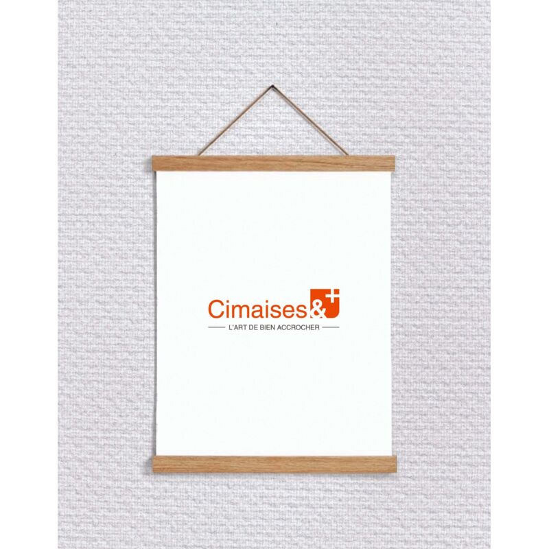 Porte affiche magnétique , bois de chêne - Suspension de poster en bois 31 cm