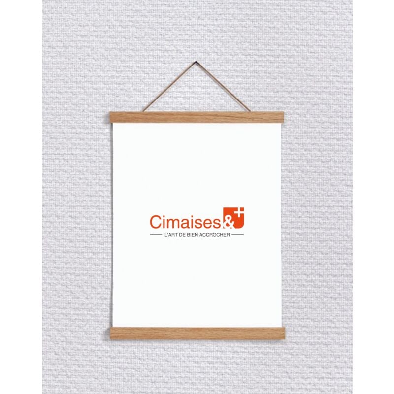Porte affiche magnétique , bois de chêne - Suspension de poster en bois 71 cm