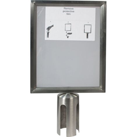 Porte-affiches pour poteau à corde rétractable - A4 - acier inoxydable (accessoires pour fixation inclus) - Securit
