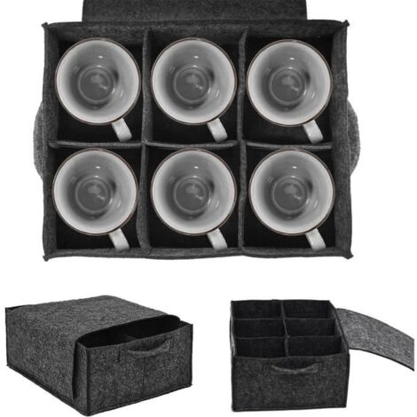 Porte-Assiettes en Feutre pour Camping-Car - 28 x 21 cm - Support en Verre pour Camping-Car, boîte de Rangement avec Séparateurs