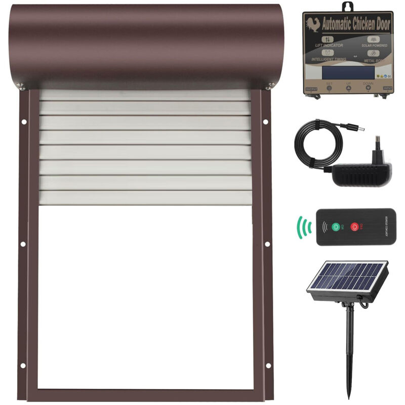 Porte automatique de poulailler avec une minuterie d'affichage lcd à batterie à énergie solaire et capteur d'éclairage IP65 Remote résistante à l'eau