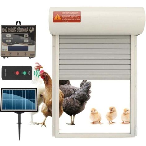 Porte Automatique de Poulailler, Minuterie, Capteur de Lumière Programmable, alimenté par Batterie, Ouvre-Porte Automatique de Poulailler pour Poulet (White)