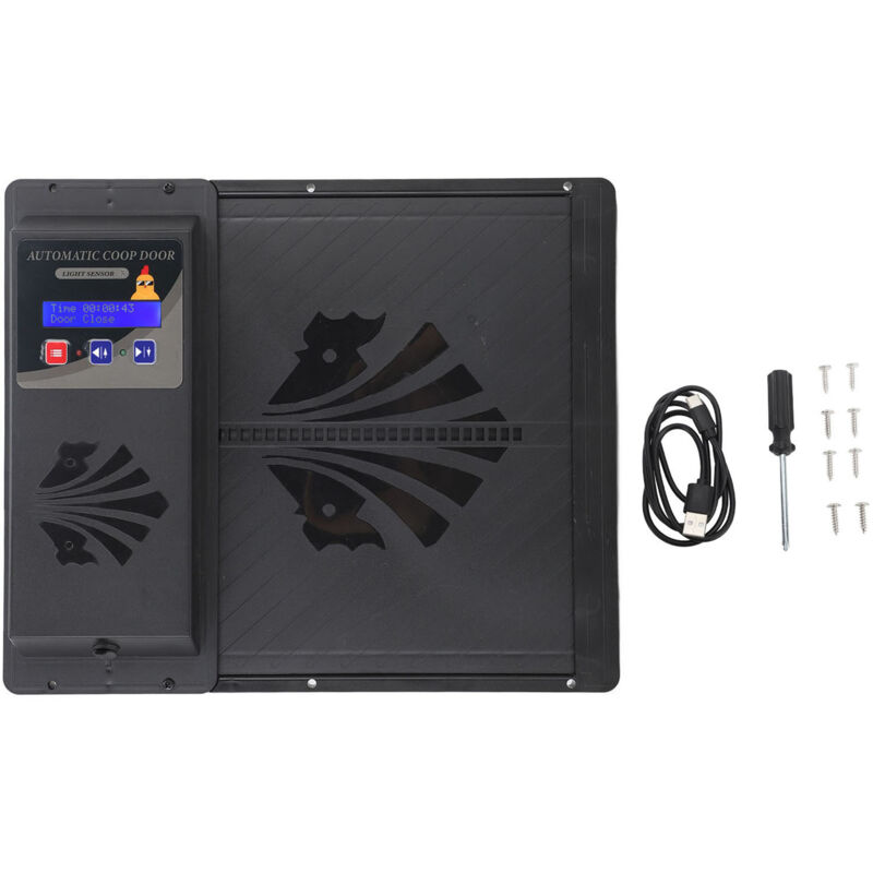 Porte automatique de poulailler, ouverture horizontale usb, ouvre-porte automatique de poulailler avec minuterie, noir