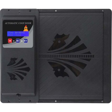 Porte Automatique de poulailler Solaire,ouvre-Porte électrique de poulailler avec Conception Anti-pincement,avec Affichage LED,minuterie,Noir