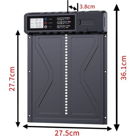 Porte Automatique Poulailler, Batterie avec Écran LCD Programmable Étanche, Porte Automatique Poulailler en Aluminium avec Minuterie, Porte Poulailler Automatique, Ouvre-Porte Vertical (Noir)