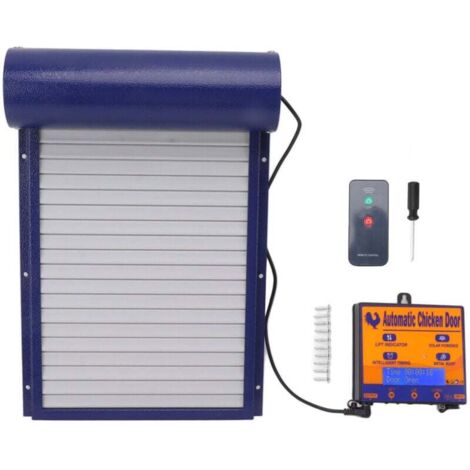 Porte automatique poulailler en aluminium programmable poulailler ouvre-porte avec minuterie Capteur de lumière télécommande 3 modes bleu