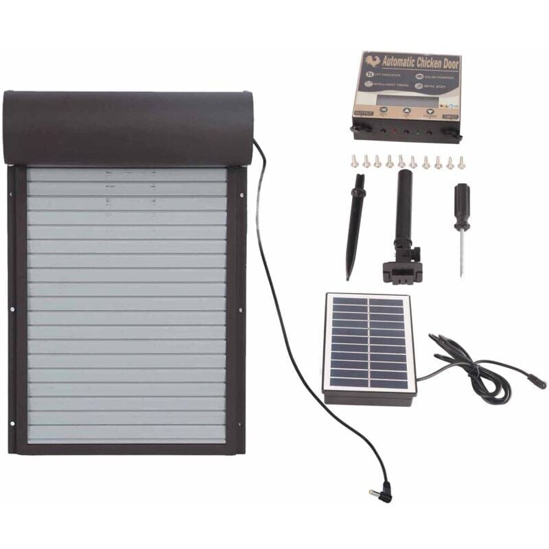 Porte Automatique Poulailler, Porte de poulailler Automatique avec minuterie, Porte alimentée par Piles ou par énergie Solaire pour volailles