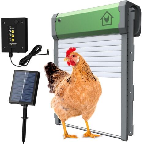 Porte Automatique Poulailler Solaire, Etanche avec Capteur De LumièRe, Minuterie du Soir Et du Matin, Aluminium, pour Un Elevage De Poulets SéCurisé