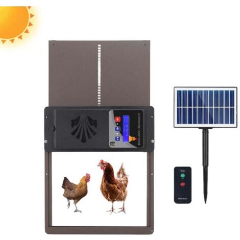 Porte Automatique Poulailler Solaire, Etanche avec Capteur De LumièRe, minuterie, pour Un Elevage De Poulets SéCurisé pour maison et ferme