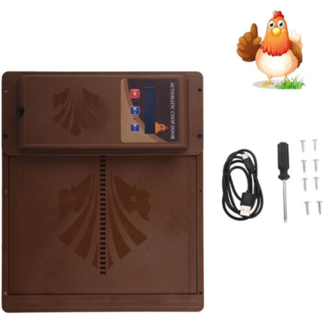 Porte Automatique Poulailler Solaire, Trappe de Poulailler Electrique Anti-piégeage Intelligente avec Ecran LCD Minuterie Capteur de Lumière Télécommande
