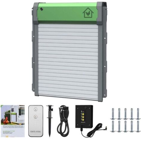 Porte Automatique Poulailler,Porte de Poulailler Automatique Solaire,Porte de Poulailler avec minuterie, capteur de lumière, télécommande, Protection Intelligente Contre Le pincement