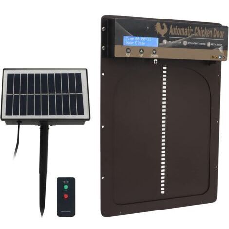 Porte Automatique pour Poulailler avec Minuterie, Dtection de la Lumire Tlcommande Solaire 3 en 1 Ouvre-Porte Automatique Sensible la Lumire pour Poulet Porte Automatique